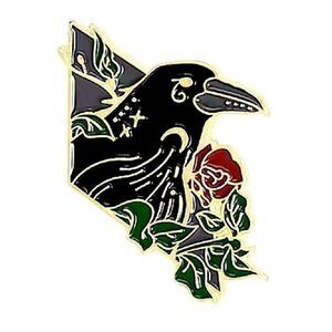 Black raven enamel pin